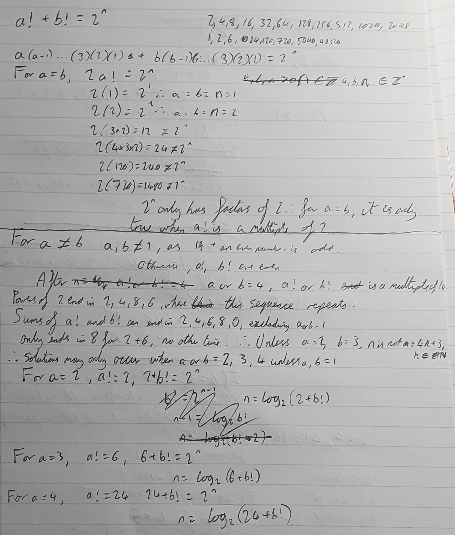 Handwritten calculations 1